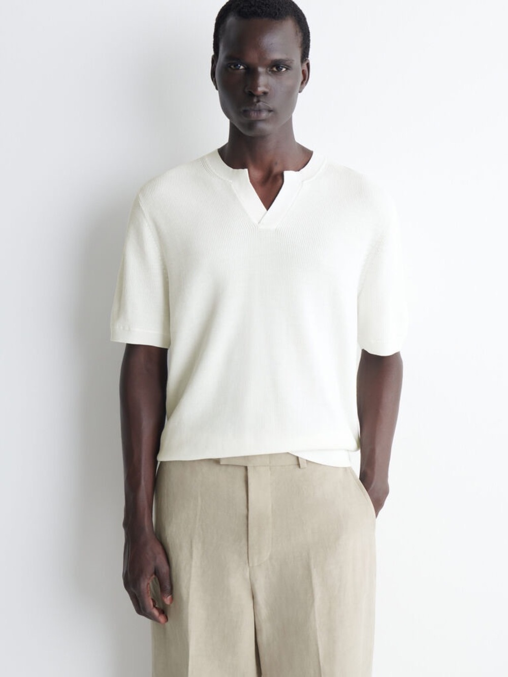 NWT (size L) COS OPEN-COLLAR HENLEY T-SHIRT
